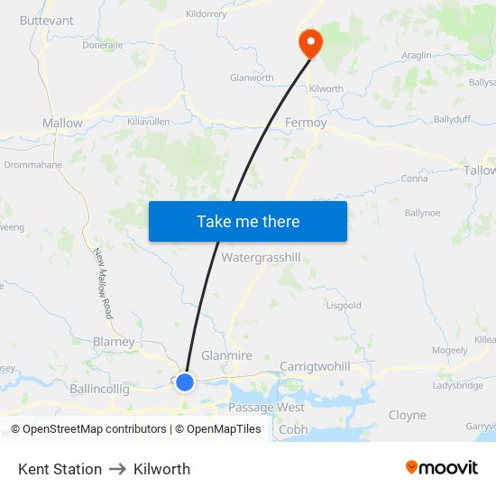 Kent Station to Kilworth map
