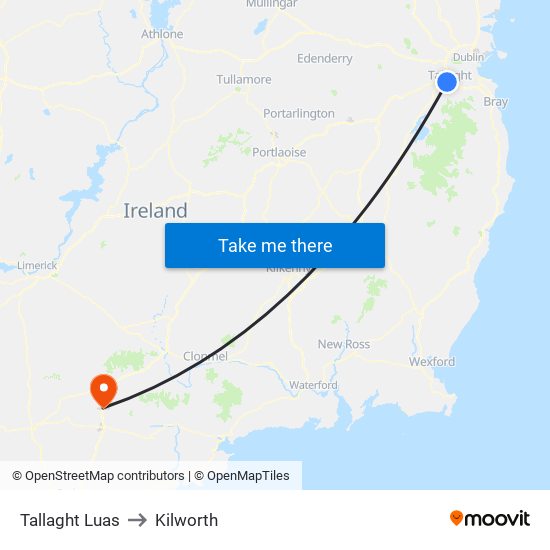 Tallaght Luas to Kilworth map