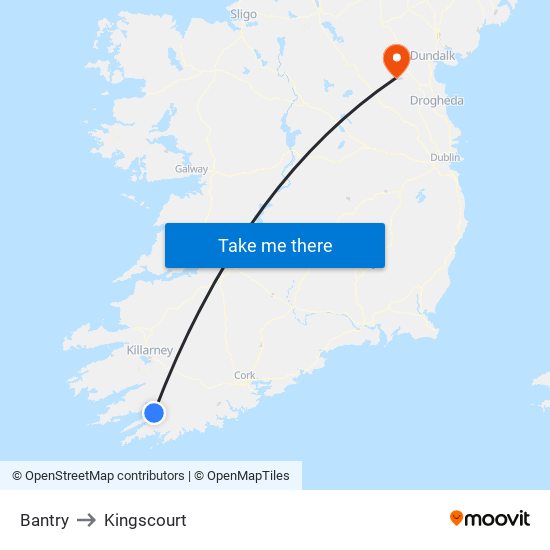 Bantry to Kingscourt map