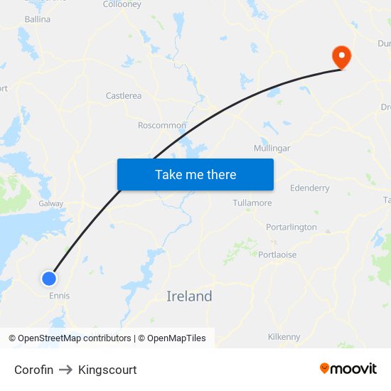 Corofin to Kingscourt map