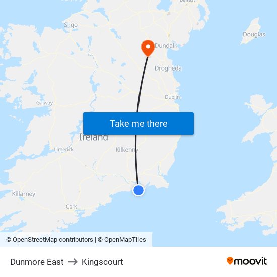 Dunmore East to Kingscourt map