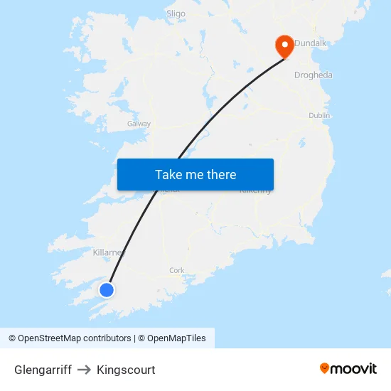 Glengarriff to Kingscourt map