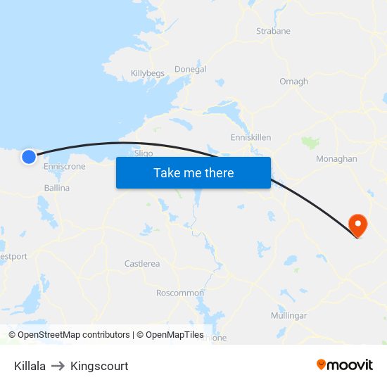 Killala to Kingscourt map