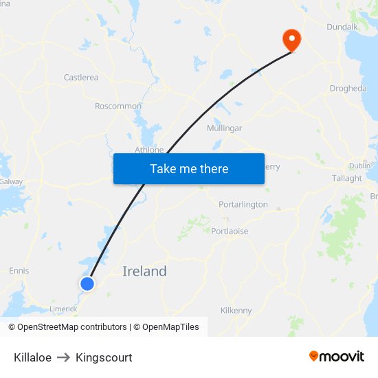 Killaloe to Kingscourt map