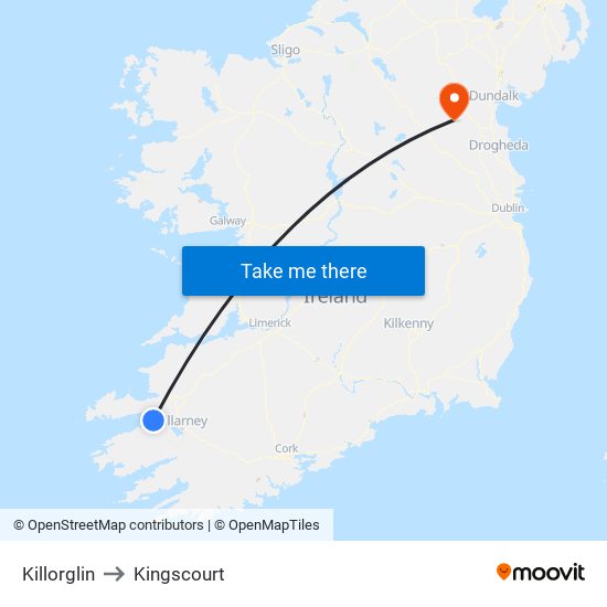 Killorglin to Kingscourt map