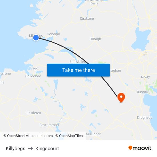 Killybegs to Kingscourt map