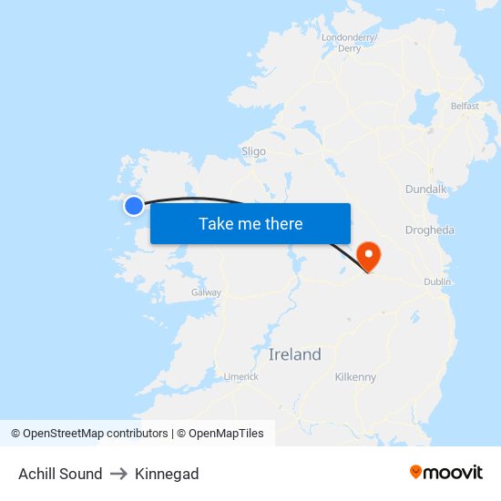 Achill Sound to Kinnegad map