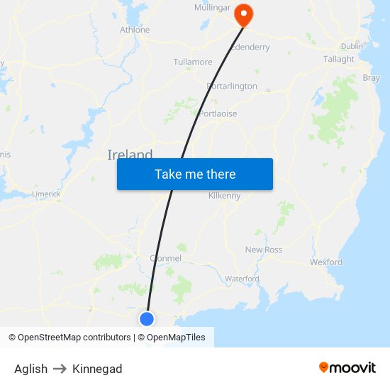 Aglish to Kinnegad map