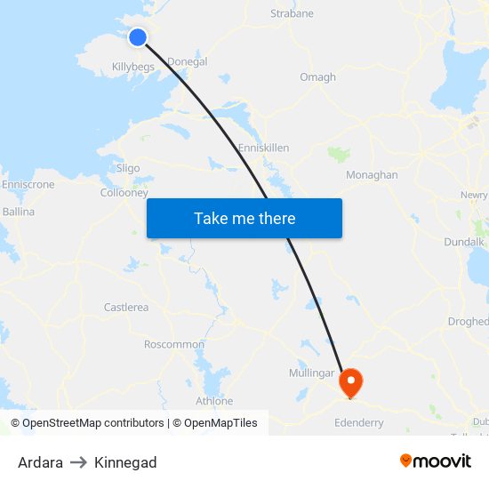 Ardara to Kinnegad map