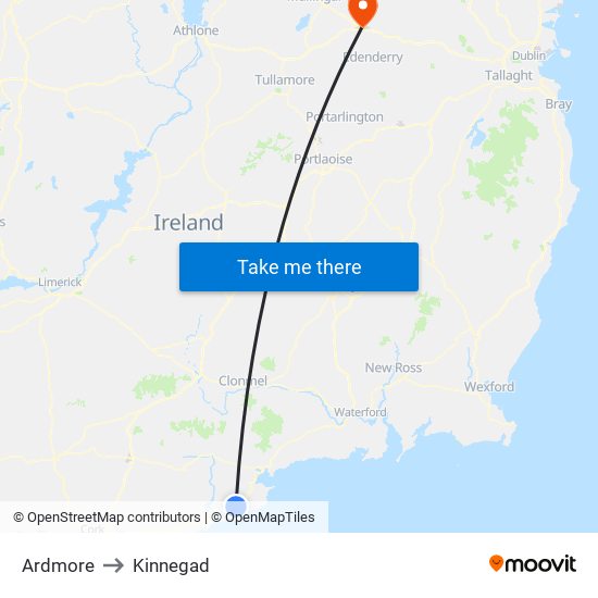 Ardmore to Kinnegad map