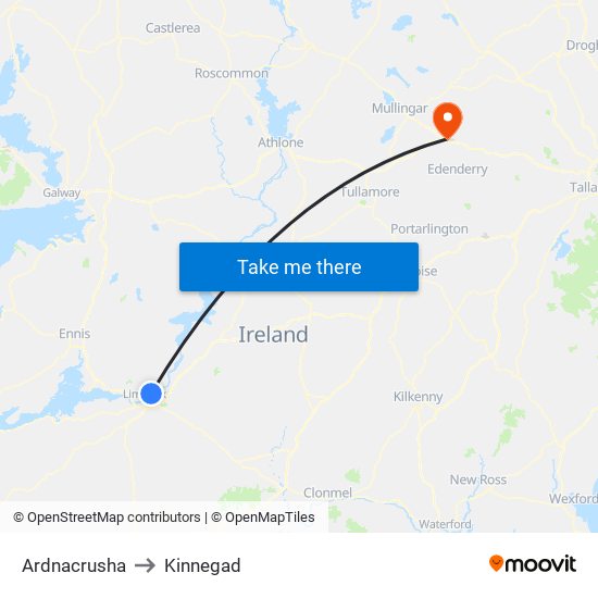 Ardnacrusha to Kinnegad map