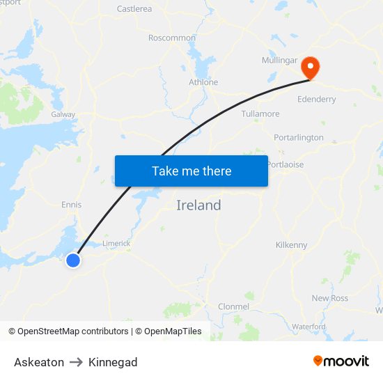 Askeaton to Kinnegad map