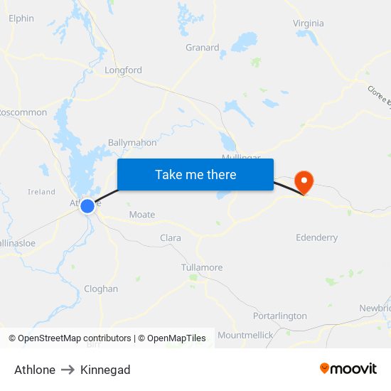 Athlone to Kinnegad map