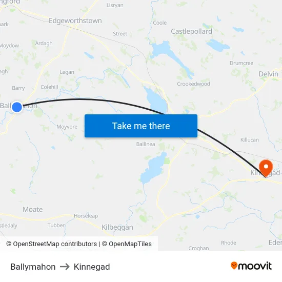 Ballymahon to Kinnegad map