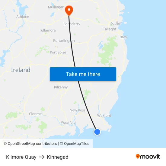 Kilmore Quay to Kinnegad map