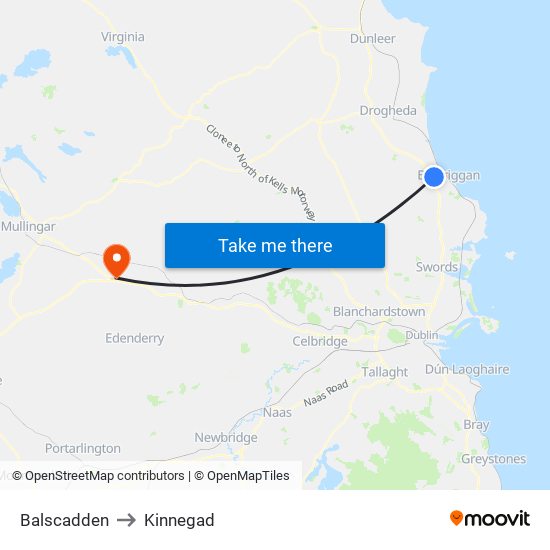 Balscadden to Kinnegad map