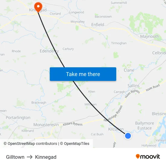 Gilltown to Kinnegad map
