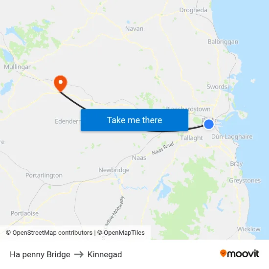 Ha penny Bridge to Kinnegad map