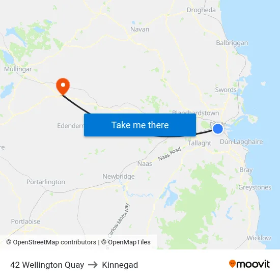 42 Wellington Quay to Kinnegad map