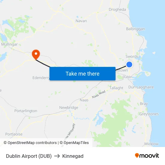 Dublin Airport (DUB) to Kinnegad map