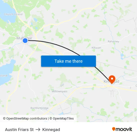 Austin Friars St to Kinnegad map