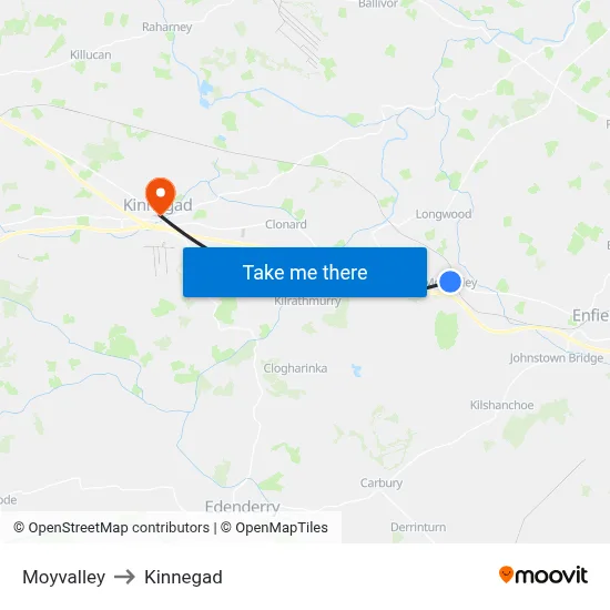 Moyvalley to Kinnegad map