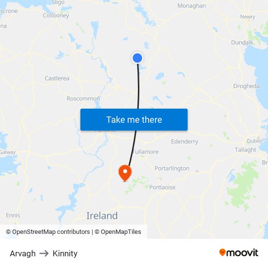 Arvagh to Kinnity map