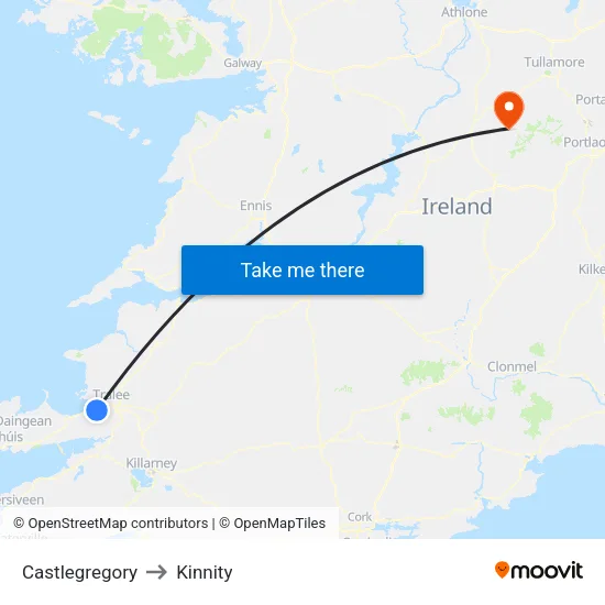 Castlegregory to Kinnity map
