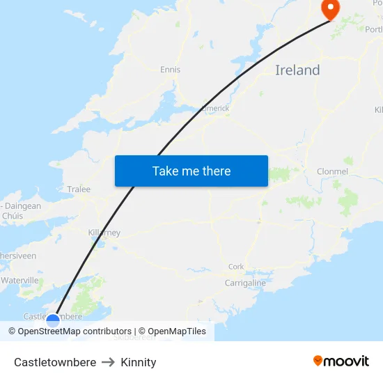Castletownbere to Kinnity map