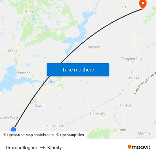 Dromcollogher to Kinnity map