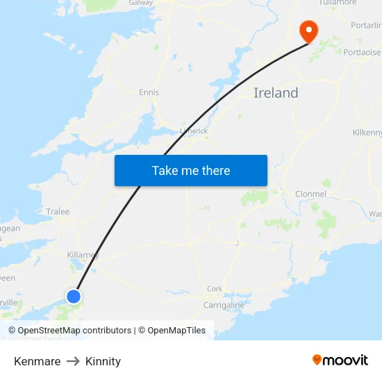 Kenmare to Kinnity map