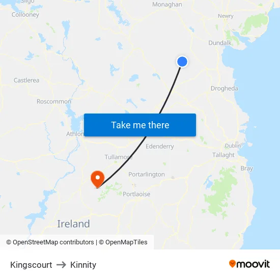 Kingscourt to Kinnity map