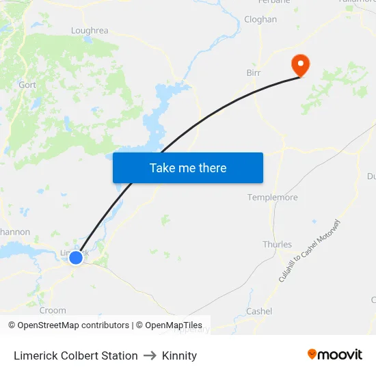 Limerick Colbert Station to Kinnity map