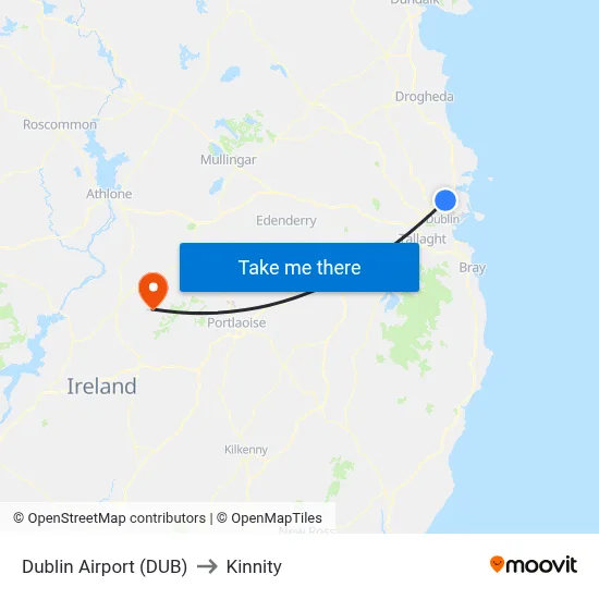Dublin Airport (DUB) to Kinnity map