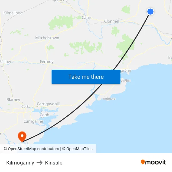 Kilmoganny to Kinsale map
