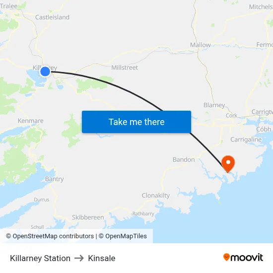 Killarney Station to Kinsale map