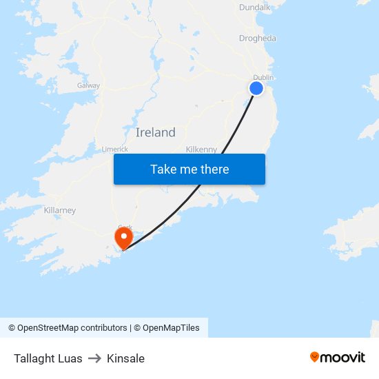 Tallaght Luas to Kinsale map