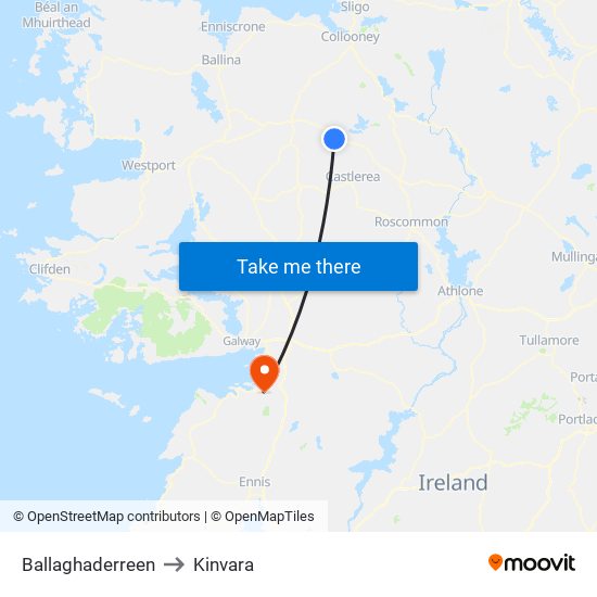 Ballaghaderreen to Kinvara map