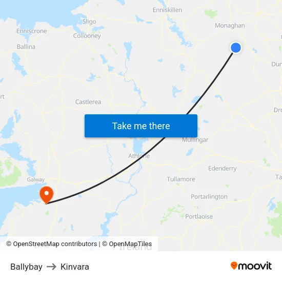 Ballybay to Kinvara map