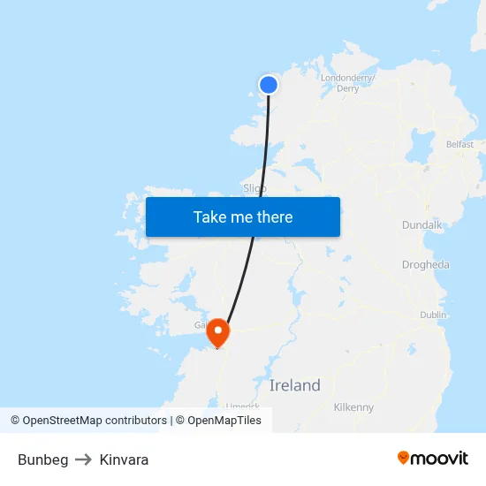 Bunbeg to Kinvara map