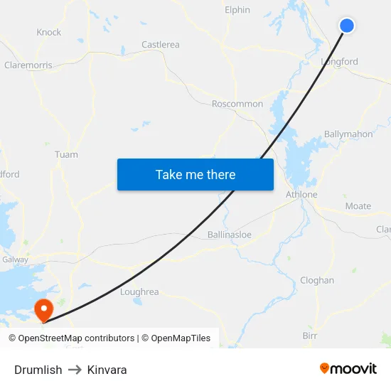 Drumlish to Kinvara map