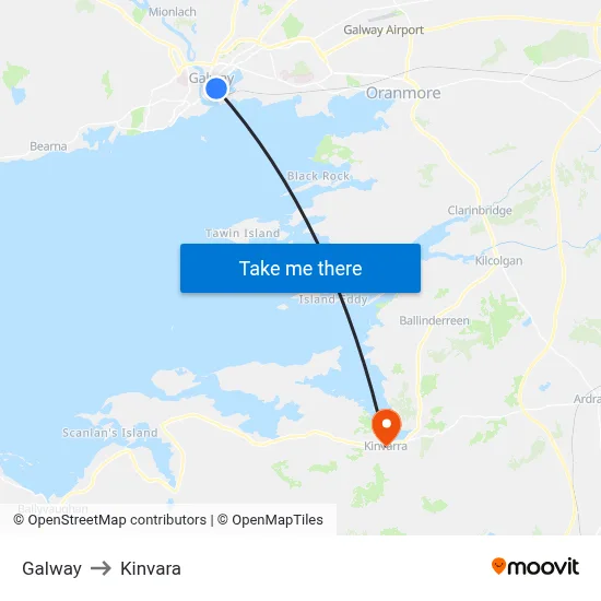 Galway to Kinvara map