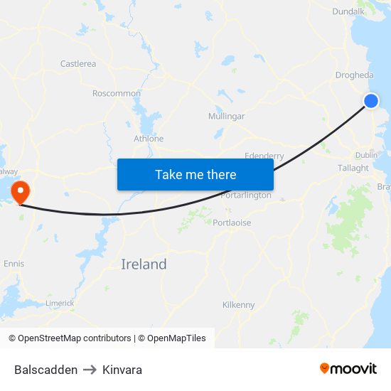 Balscadden to Kinvara map