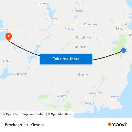 Brockagh to Kinvara map