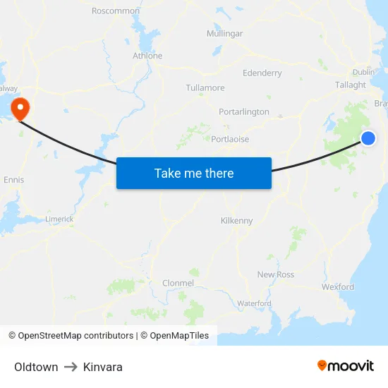 Oldtown to Kinvara map