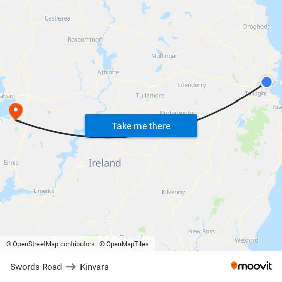 Swords Road to Kinvara map