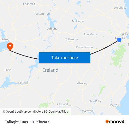 Tallaght Luas to Kinvara map