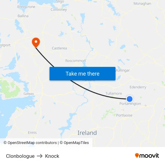 Clonbologue to Knock map