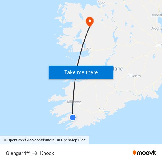 Glengarriff to Knock map