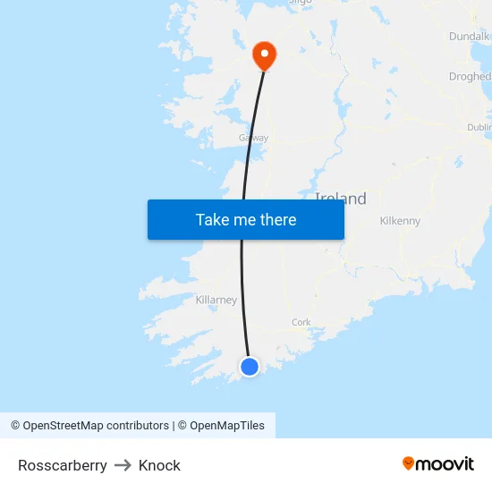 Rosscarberry to Knock map